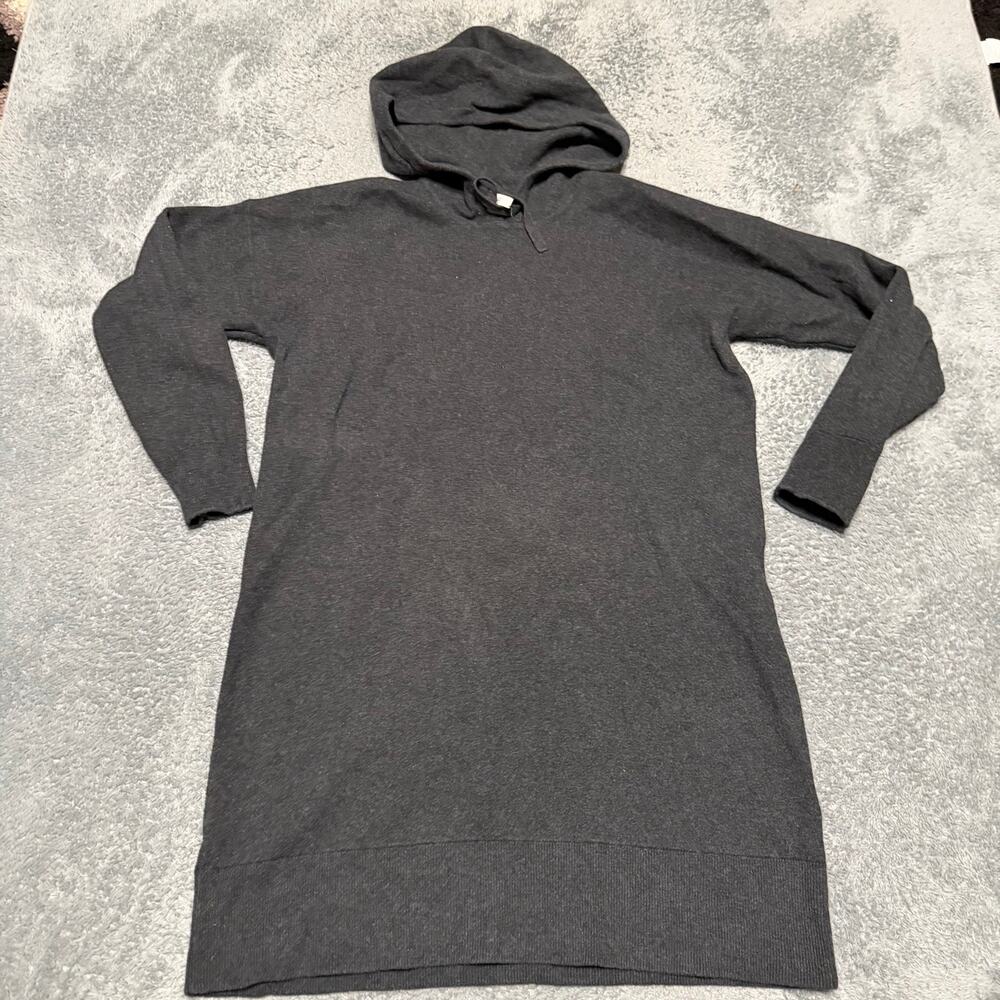 Madewell Sweater Dress Womens Medium Gray Dark Gray Hooded Hoodie